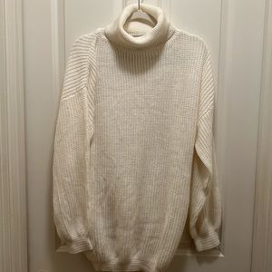 Cream color turtleneck tunic sweater